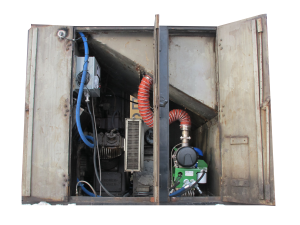 PDI's PowerHouse™ idle reduction technology installed onboard a locomotive with doors open