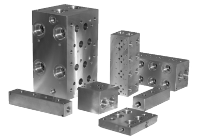 Group of steel hydraulic bar manifolds