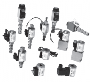 Collage of solenoid hydraulic valves