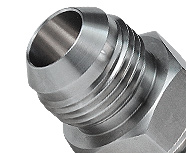 Close up of steel American hydraulic hose fitting
