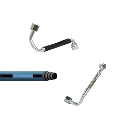 Collage of low pressure fuel hose-tube combinations and low pressure AQP hose for diesel engine applications.