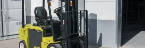 Forklift outside of a warehouse for material handling