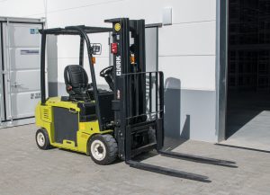 Forklift outside of a warehouse for material handling