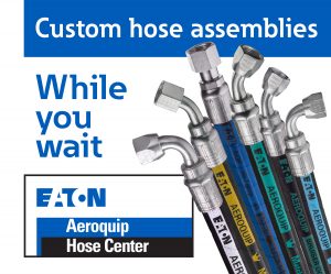 custom hose assemblies while you wait with hose bouquet and eaton logo